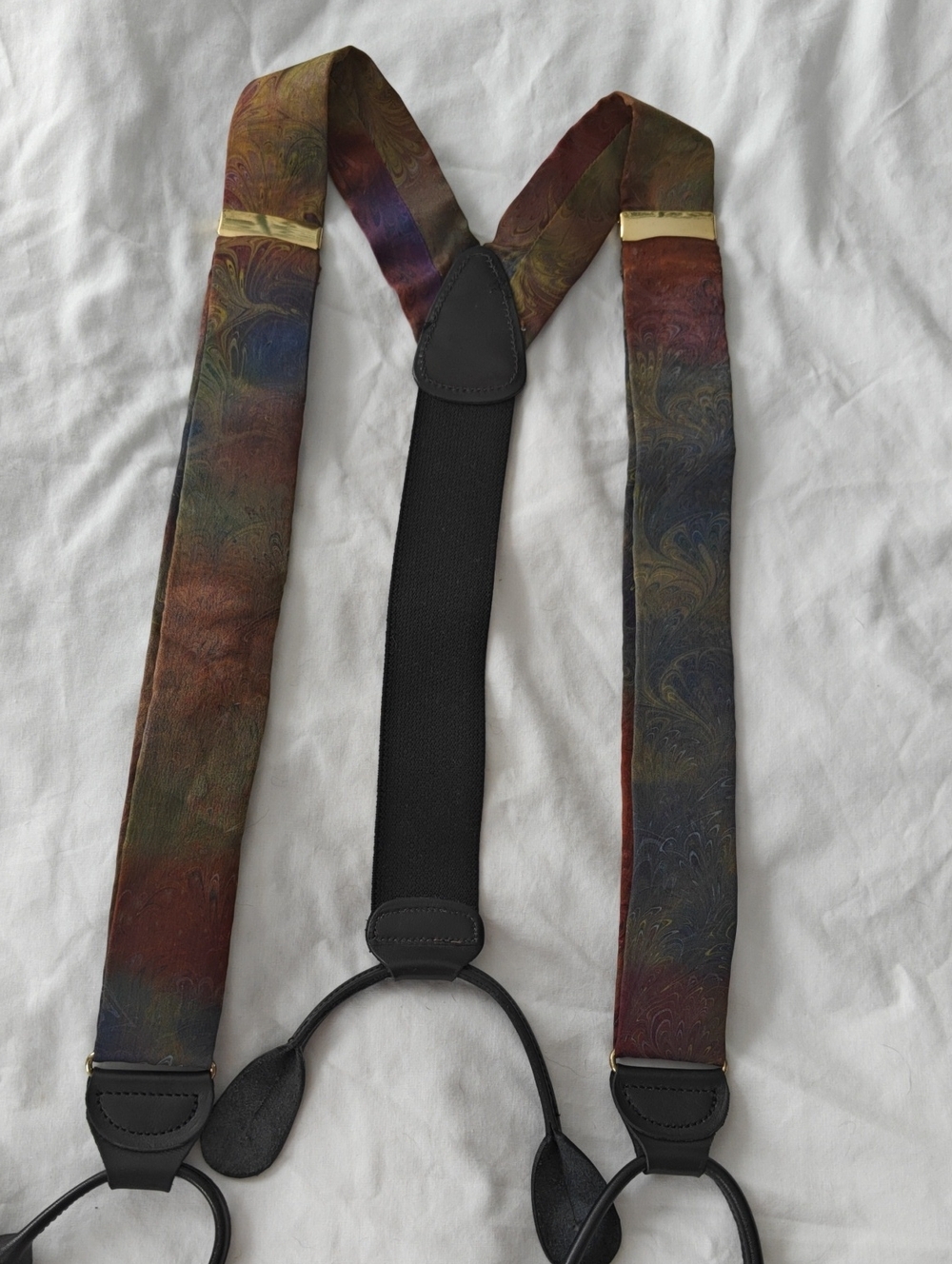 Men's Handcrafted Silk Tie And Suspenders Set - Picture 8 of 16